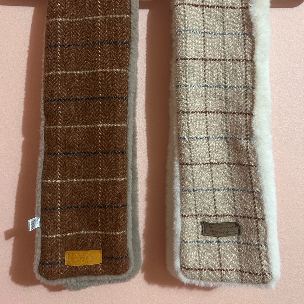 Beige/Brown Scarf Fur Neck Wraps (2x)